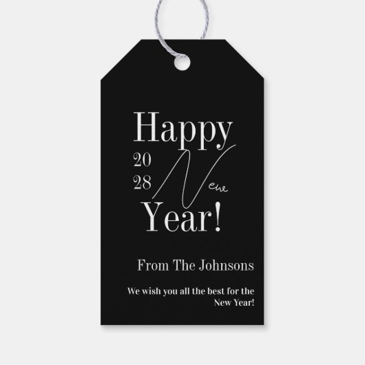 Oud en Nieuw Zwart en Wit Cadeaulabel (Achterkant)