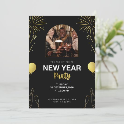 Oud en Nieuwfeest Uitnodiging (Staand voorkant)