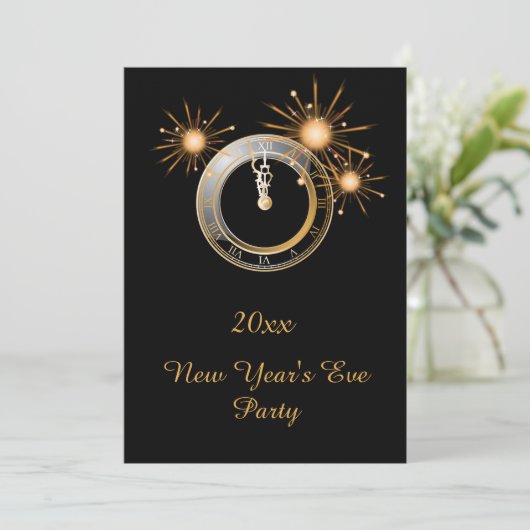 Oud en Nieuwjaarsfeest Klok Uitnodiging (Staand voorkant)