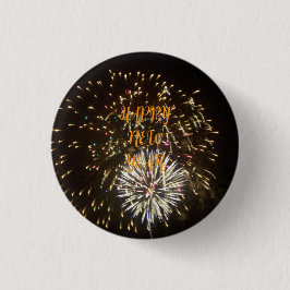 Oud en Nieuwjaarsfeest Knop / Favoriet - Vuurwerk Ronde Button 3,2 Cm