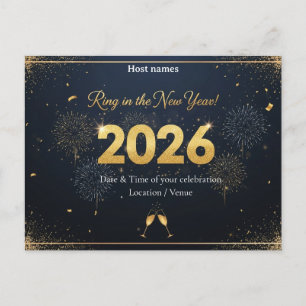 Oud-en-Nieuwjaarskaart Uitnodiging – 2026 Briefkaart