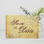 Oud en vanille draaikolken save the date (Staand voorkant)