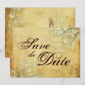 Oud en vanille draaikolken save the date (Voorkant / Achterkant)