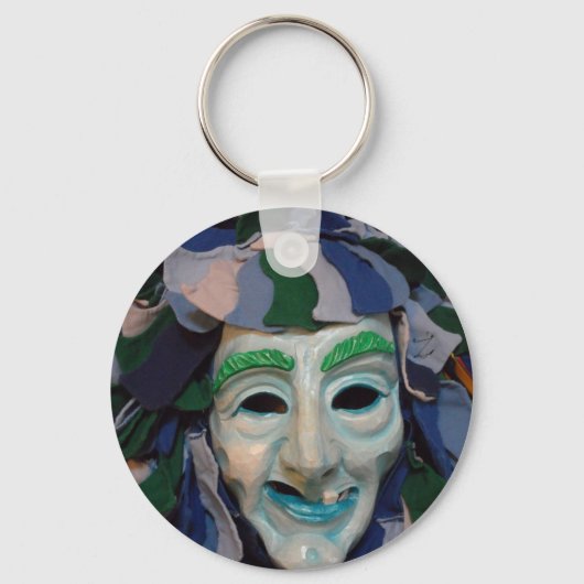 Oud enge carnavalsmasker sleutelhanger (Voorkant)