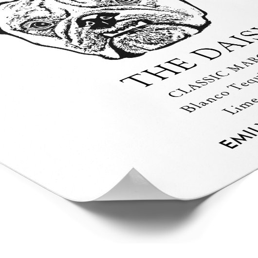 Oud Engels Bulldog bruiloft handtekening Drink tek Poster (Hoek)