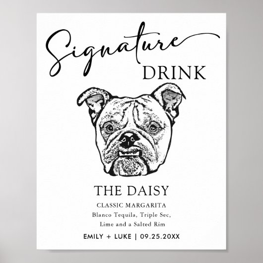 Oud Engels Bulldog bruiloft handtekening Drink tek Poster (Voorkant)
