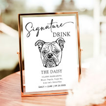 Oud Engels Bulldog bruiloft handtekening Drink tek