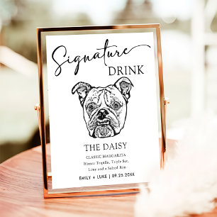 Oud Engels Bulldog bruiloft handtekening Drink tek Poster