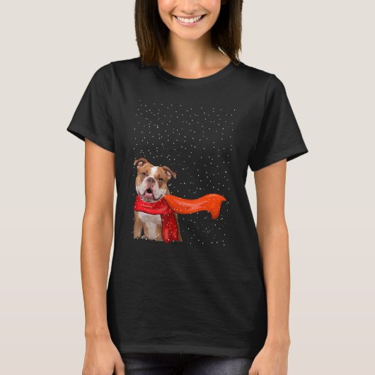 Oud Engels Bulldog Dog Winter KerstSweater X T-shirt (Voorkant)