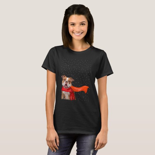 Oud Engels Bulldog Dog Winter KerstSweater X T-shirt (Voorkant volledig)