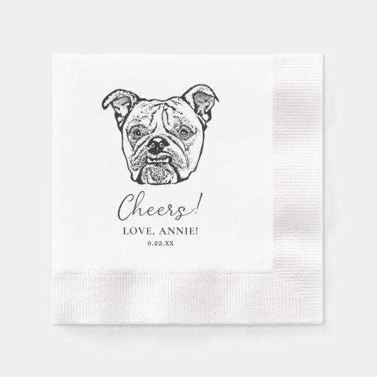 Oud Engels Bulldog gepersonaliseerd Cheers servett Servet (Voorkant)