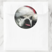 Oud Engels Bulldog Kerstmis Ronde Sticker (Tas)