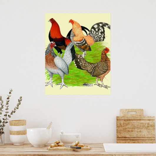 Oud Engels Game Quartet Poster (Keuken)