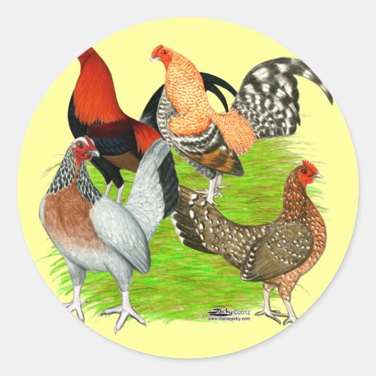 Oud Engels Game Quartet Ronde Sticker (Voorkant)