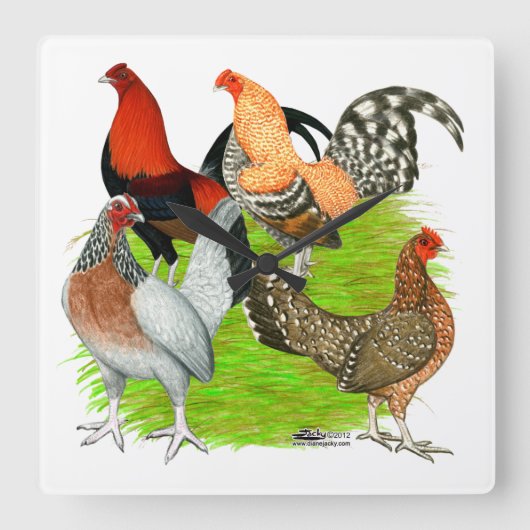 Oud Engels Game Quartet Vierkante Klok (Voorkant)