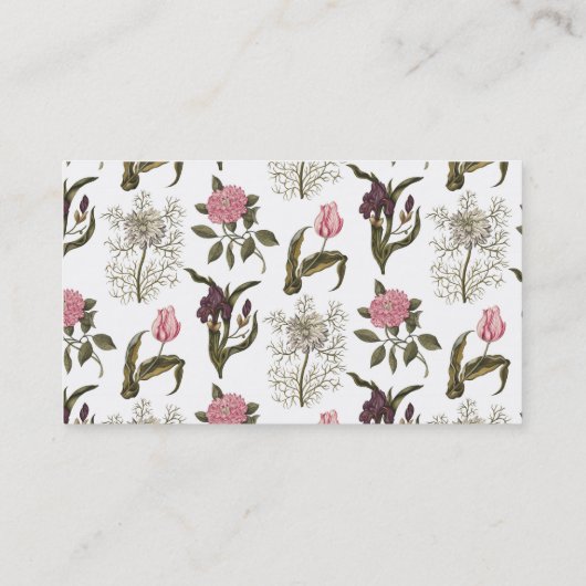 Oud Engels Garden Floral Pattern Visitekaartje (Achterkant)