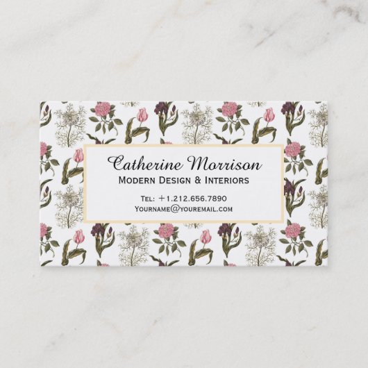 Oud Engels Garden  Floral Pattern Visitekaartje (Voorkant)