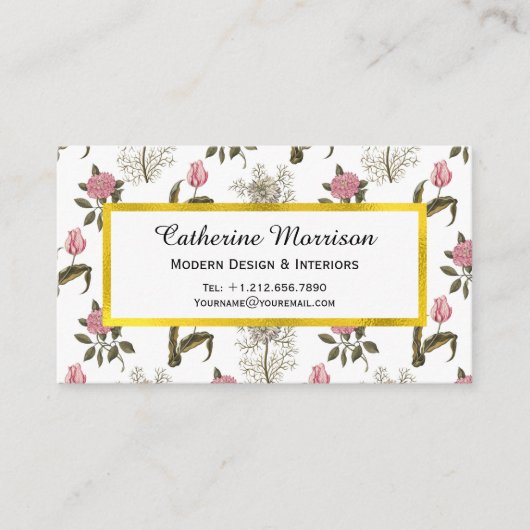 Oud Engels Garden  Floral Pattern Visitekaartje (Voorkant)