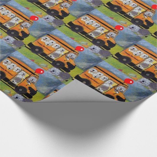Oud Engels geschenk Sheepdog Birthday Cadeaupapier (Hoek)