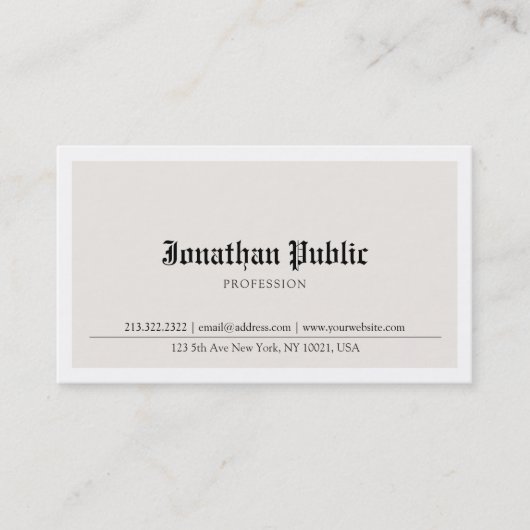 Oud Engels getypt nostalgische look gewoon trendy Visitekaartje (Voorkant)