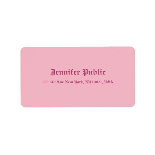 Oud Engels Handschrift Tekst Elegant Roze Sjabloon Etiket (Voorkant)