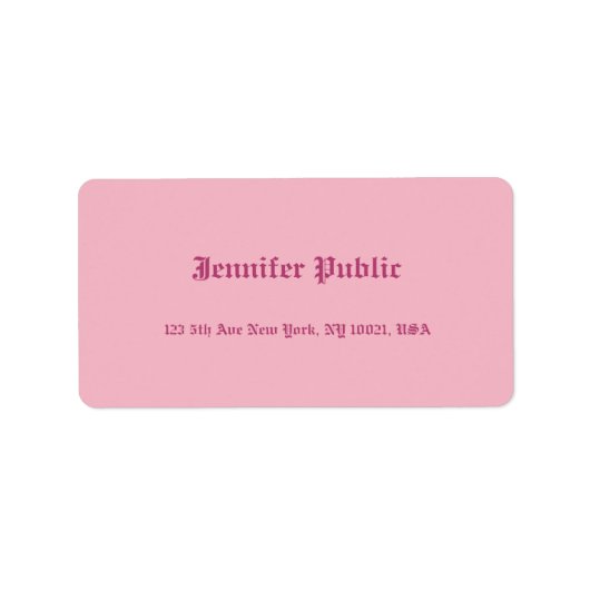 Oud Engels Handschrift Tekst Elegant Roze Sjabloon Etiket (Voorkant)
