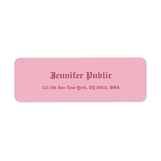 Oud Engels Handschrift Tekst Elegant Roze Sjabloon Etiket (Voorkant)