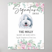 Oud Engels herdershond handtekening Drink teken Poster (Voorkant)