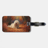 Oud Engels herdershond in herfstbladeren Herfst In Bagagelabel (Achterkant horizontaal)