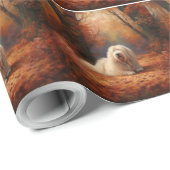 Oud Engels herdershond in herfstbladeren Herfst In Cadeaupapier (Rol Hoek)