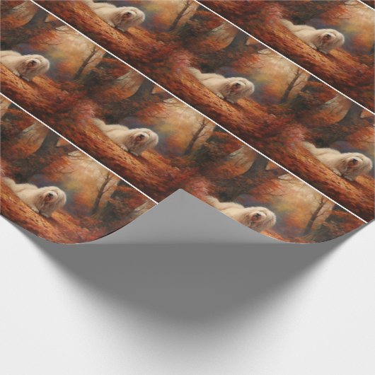 Oud Engels herdershond in herfstbladeren Herfst In Cadeaupapier (Hoek)