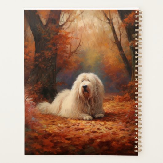 Oud Engels herdershond in herfstbladeren Herfst In Planner (Achterkant)