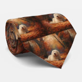 Oud Engels herdershond in herfstbladeren Herfst In Stropdas (Opgerold)