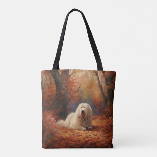 Oud Engels herdershond in herfstbladeren Herfst In Tote Bag (Achterkant)
