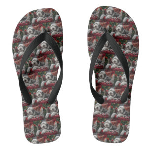 Oud Engels herdershond Kerstfeest Teenslippers