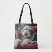 Oud Engels herdershond Kerstfeest Tote Bag (Voorkant)