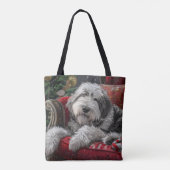 Oud Engels herdershond Kerstfeest Tote Bag (Achterkant)
