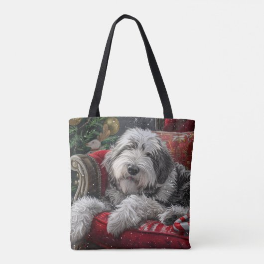 Oud Engels herdershond Kerstfeest Tote Bag (Achterkant)