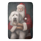 Oud Engels herdershond met sinterklaas feestelijk Badmat (Voorkant Verticaal)