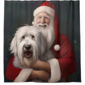 Oud Engels herdershond met sinterklaas feestelijk Douchegordijn (Voorkant)