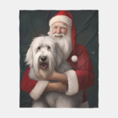 Oud Engels herdershond met sinterklaas feestelijk Fleece Deken (Voorkant)