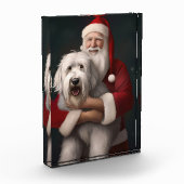 Oud Engels herdershond met sinterklaas feestelijk Fotoblokken (Links)