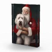 Oud Engels herdershond met sinterklaas feestelijk Fotoblokken (Rechts)