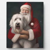 Oud Engels herdershond met sinterklaas feestelijk Fotoplaat (Voorkant)