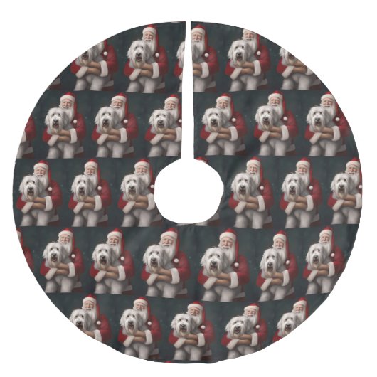 Oud Engels herdershond met sinterklaas feestelijk Kerstboom Rok (Voorkant)