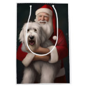 Oud Engels herdershond met sinterklaas feestelijk Medium Cadeauzakje (Voorkant)