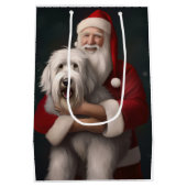 Oud Engels herdershond met sinterklaas feestelijk Medium Cadeauzakje (Achterkant)