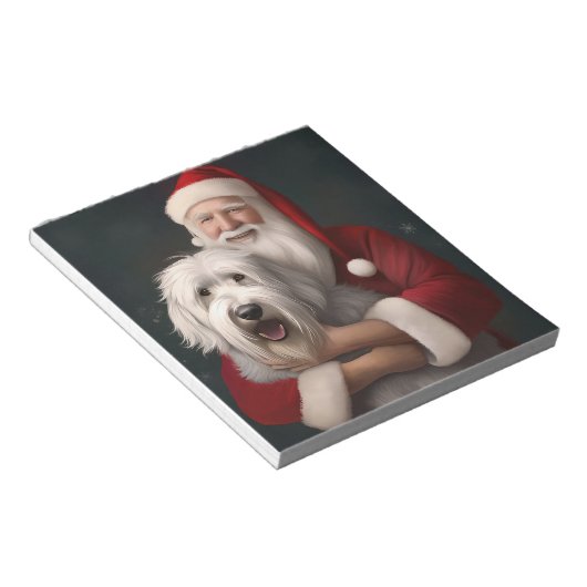 Oud Engels herdershond met sinterklaas feestelijk Notitieblok (Schuin)