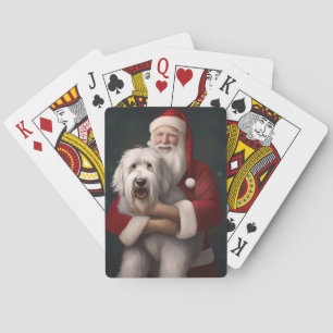Oud Engels herdershond met sinterklaas feestelijk Pokerkaarten