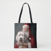 Oud Engels herdershond met sinterklaas feestelijk Tote Bag (Voorkant)